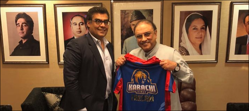کراچی کنگز کے مالک سلمان اقبال کی آصف زرداری سے ملاقات، آفیشل ٹی شرٹ پیش کی