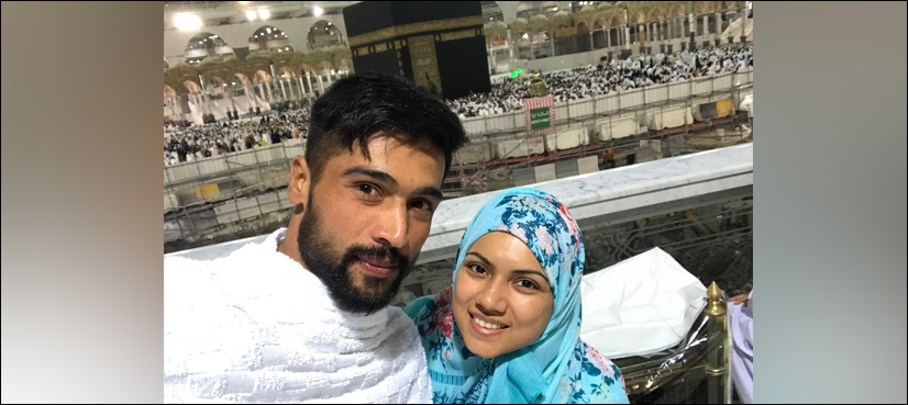 فاسٹ باؤلر محمد عامر اور اہلیہ نے عمرہ ادا کرلیا، تصاویر وائرل