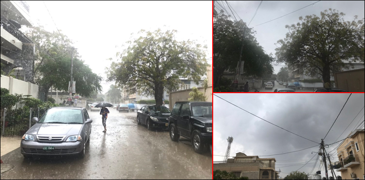 کراچی کے مختلف علاقوں میں بارش‘ موسم خوشگوار