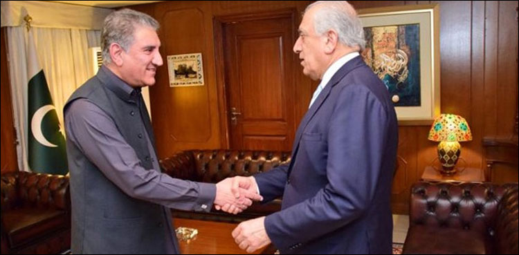 افغان امن عمل میں حالیہ اقدامات پر پاکستان کے شکر گزار ہیں: زلمے خلیل زاد