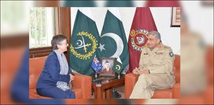 پاکستان سے سبک دوش آسٹریلوی ہائی کمشنر کی آرمی چیف سے ملاقات