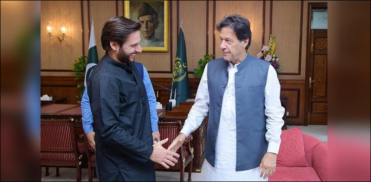 وزیراعظم عمران خان سے سابق کرکٹر شاہد آفریدی کی ملاقات