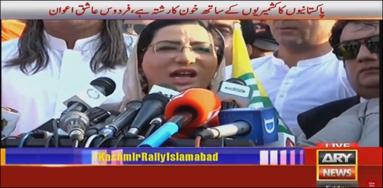 پاکستانیوں کا کشمیریوں کے ساتھ خون کا رشتہ ہے، فردوس عاشق اعوان