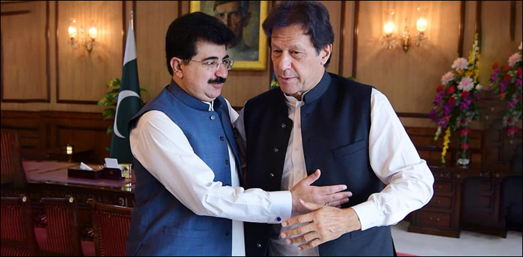 عمران خان، صادق سنجرانی ملاقات، وزیر اعظم کی چیئرمین سینیٹ کو مبارک باد