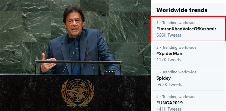اقوام متحدہ میں وزیر اعظم عمران خان کا تاریخی خطاب ٹوئٹر پر ٹاپ ٹرینڈ بن گیا