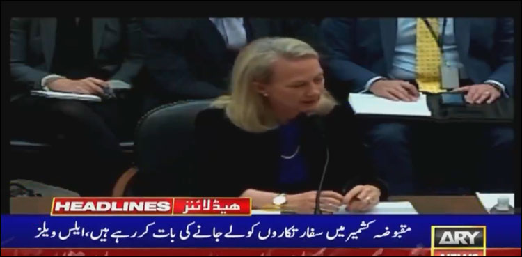 مقبوضہ کشمیر میں سفارت کاروں کو لے جانے کے لیے بھارت سے بات کر رہے ہیں: ایلس ویلز