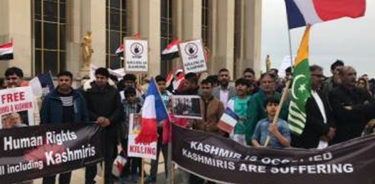 مقبوضہ کشمیر: امریکا، برطانیہ سمیت فرانس میں بھی بھارتی جارحیت کے خلاف احتجاج