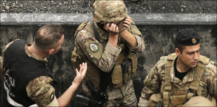 Lebanese soldier’s crying