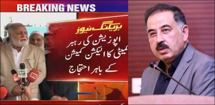 رہبر کمیٹی کا الیکشن کمیشن کے سامنے احتجاج، افتخار درانی کا کرارا جواب