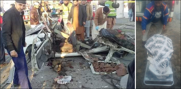 پشاور، سی این جی بھرتے ہوئے گاڑی میں ہولناک دھماکا، خاتون جاں بحق
