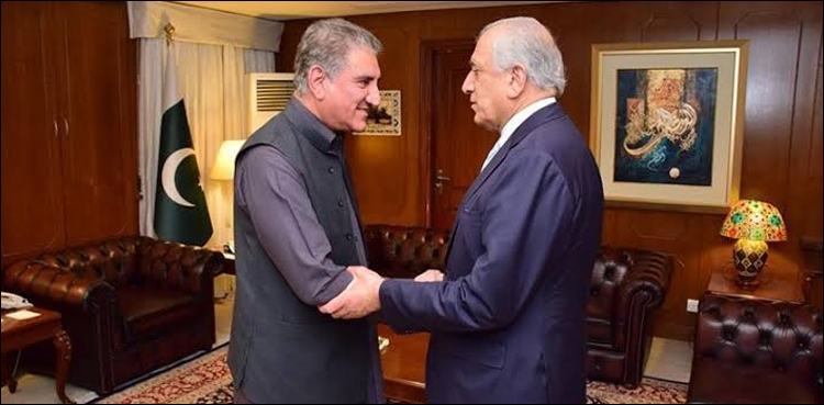 زلمےخلیل زاد کی شاہ محمودقریشی سے ملاقات، طالبان سے مذاکرات میں  پاکستان کے مصالحانہ کردار کی تعریف