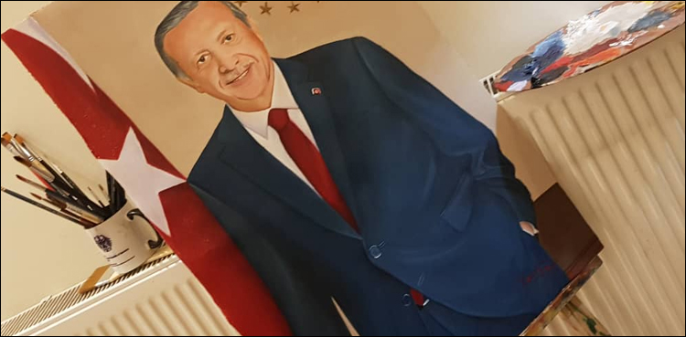 پاکستانی مصورہ رابعہ ذاکر کا ترک صدر کے لیے خوب صورت تحفہ
