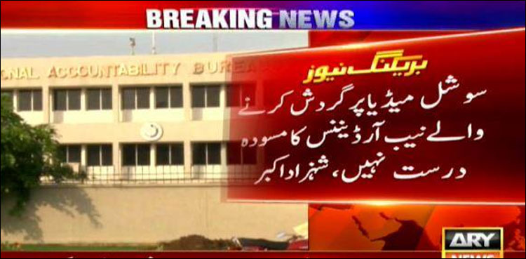 سوشل میڈیا پر گردش کرنے والے نیب آرڈیننس کا مسودہ درست نہیں، شہزاد اکبر