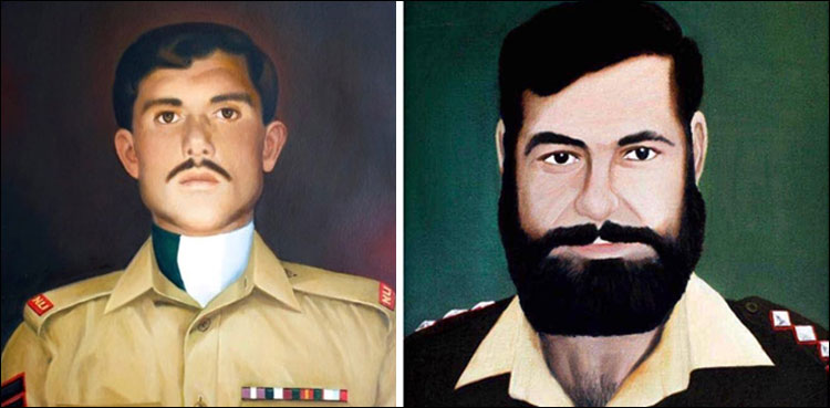 آرمی چیف  کا کارگل جنگ میں نشان حیدر پانے والے دوعظیم سپوتوں کوخراج عقیدت پیش