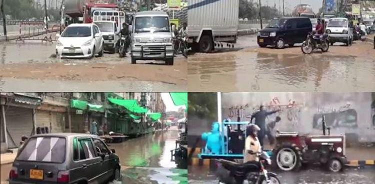 بارش کو کئی گھنٹے گزر گئے، پانی سڑکوں پر تاحال موجود