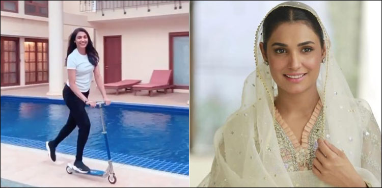 اداکارہ آمنہ الیاس کو ’اسکوٹی‘ کا شوق مہنگا پڑ گیا؟ ویڈیو وائرل