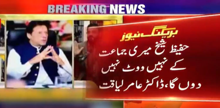 سینیٹ الیکشن : عامر لیاقت  کا  حفیظ شیخ کو ووٹ نہ دینے کا اعلان