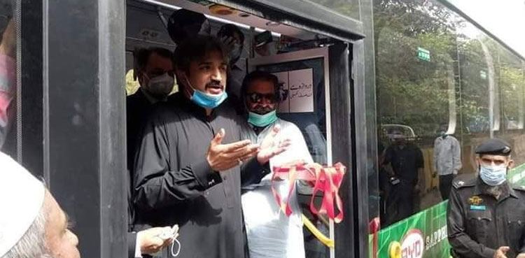 کراچی میں پاکستان کی پہلی الیکٹرک بس کا افتتاح کردیا گیا