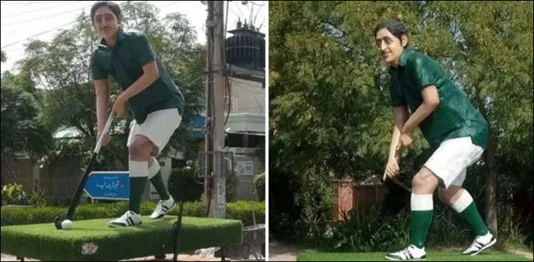 سمیع اللہ خان کے مجسمے کی ہاکی اور گیند چرانے والا ملزم گرفتار
