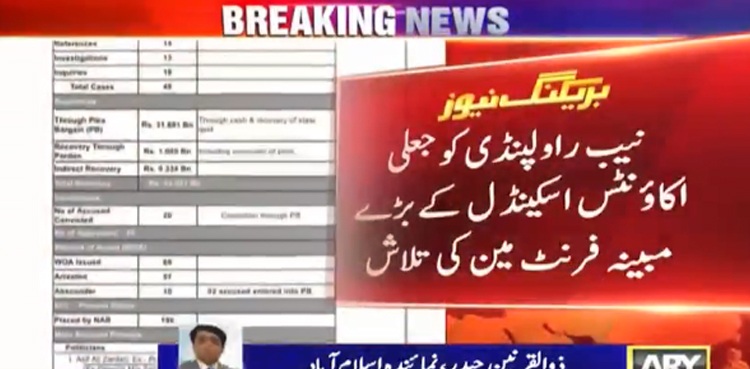 نیب راولپنڈی کو جعلی اکاؤنٹس اسکینڈل کے بڑے مبینہ فرنٹ مین کی تلاش