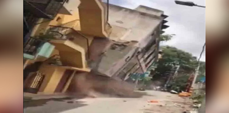 رہائشی عمارت ملبے کا ڈھیر بن گئی، ویڈیو میں تباہی کے دلخراش مناظر