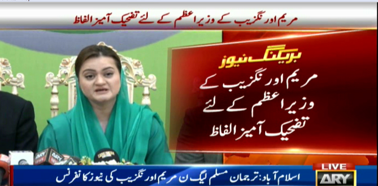 مریم اورنگزیب  کے وزیراعظم کے لئے تضحیک آمیزالفاظ