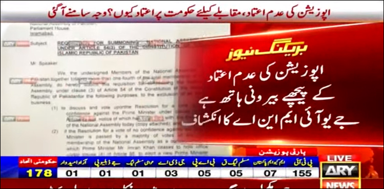 تحریک عدم اعتماد کے پیچھے بیرونی ہاتھ ہے: جے یو آئی ایم این اے کا انکشاف