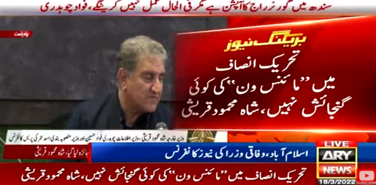 تحریک انصاف میں’’مائنس ون‘‘کی کوئی گنجائش نہیں، شاہ محمود قریشی