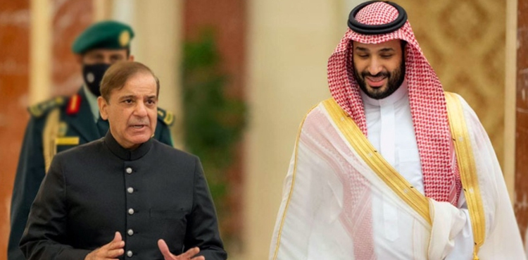 وزیراعظم شہباز شریف  کی سعودی ولی عہد محمد بن سلمان سے ملاقات