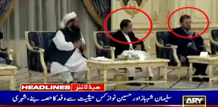 شہباز شریف کی سعودی ولی عہد سے ملاقات میں سلیمان اور نوازشریف کے بیٹے کی موجودگی، سوشل میڈیا صارفین برہم