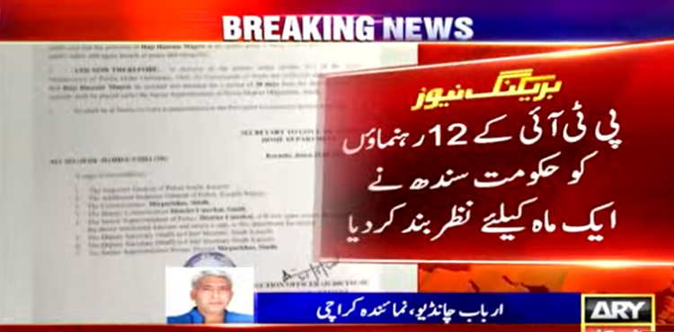 تحریک انصاف  کے 12 رہنماؤں کو  ایک ماہ کیلئے نظر بند  کردیا گیا
