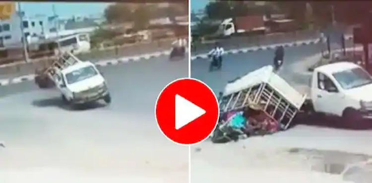 اوورلوڈنگ کا نتیجہ : ٹریفک حادثے کی خوفناک ویڈیو وائرل