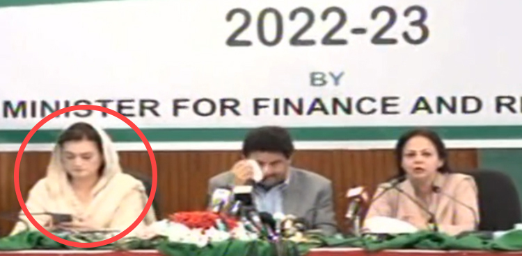 ‘وزیر خزانہ کی  پوسٹ بجٹ پریس کانفرنس، وزیر اطلاعات مسلسل فون پر ویڈیو گیم کھیلتی رہیں’