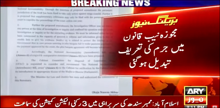 نیب قانون میں جرم کی تعریف تبدیل ہوگئی