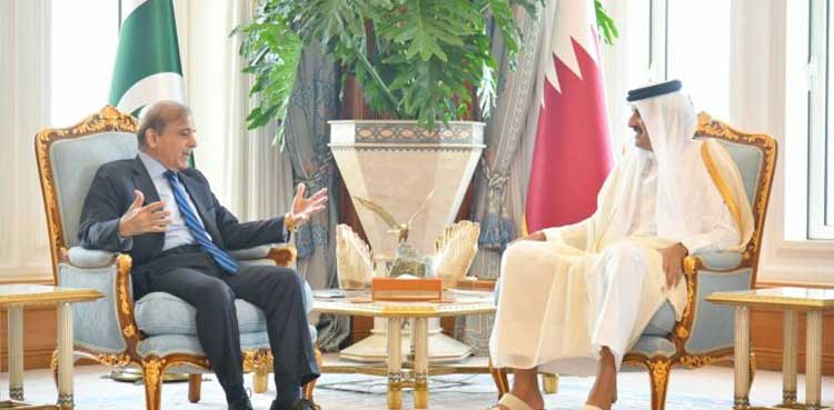 وزیراعظم شہباز شریف کی امیر قطر سے ملاقات، مختلف شعبوں میں تعاون کو  فروغ دینے پر اتفاق