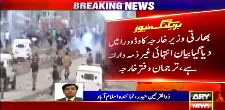 پاکستان نے بھارتی وزیر خارجہ کے بیان کو بے بنیاد قرار دیتے ہوئے مسترد کر دیا