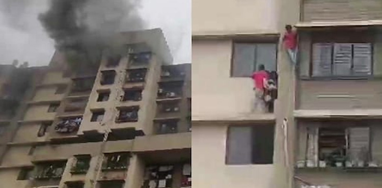 عمارت میں خوفناک آتشزدگی : لوگ اپنی بالکونیوں سے لٹک گئے
