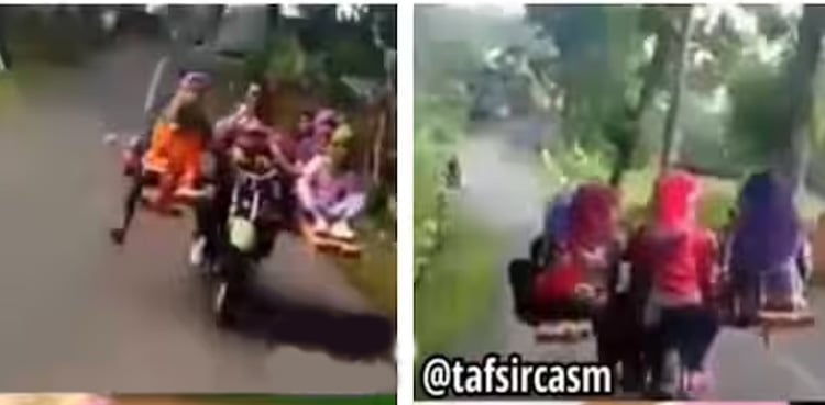 موٹرسائیکل پر 8 افراد کو بٹھانے کا خطرناک انداز، ویڈیو وائرل
