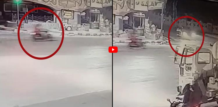 کارکی موٹر سائیکل کو ٹکر، دل دہلا دینے والی ویڈیو وائرل
