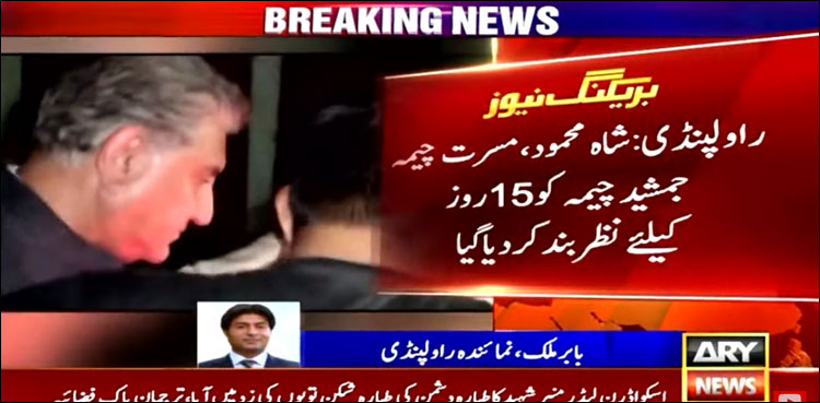 شاہ محمود، مسرت چیمہ، جمشید چیمہ 15 روز کے لیے نظر بند