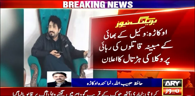 وکیل کے بھائی کے مبینہ قاتلوں کی رہائی پر وکلا کا ہڑتال کا اعلان