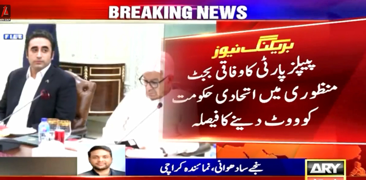 اختلافات ختم : پیپلز پارٹی کا وفاقی بجٹ منظوری میں اتحادی حکومت کو ووٹ دینے کا فیصلہ