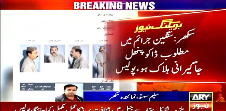 سکھر میں پولیس مقابلے، ڈاکو پنھل جاگیرانی سمیت 4 ہلاک