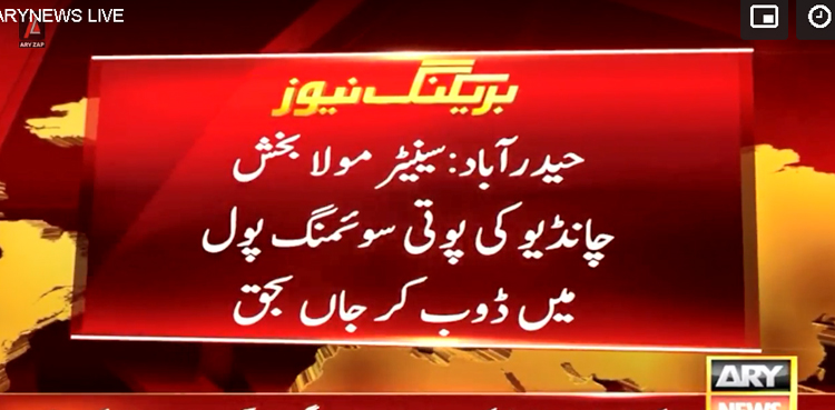 پیپلزپارٹی کے سینیٹر  کی  3 سالہ پوتی سوئمنگ پول میں ڈوب کر جاں بحق