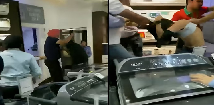 آئی فون 15 نہ دینے پر اسٹور ملازم کے کپڑے پھاڑ دیے گئے، ویڈیو وائرل