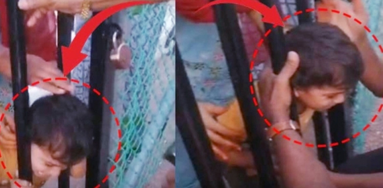 بچے کا سر آہنی دروازے میں پھنس گیا، پھر کیا ہوا؟