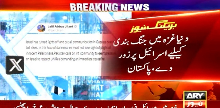 پاکستان کا عالمی برادری سے غزہ میں جنگ بندی کے لیے اسرائیل پر زور دینے کا مطالبہ