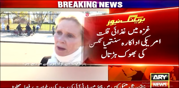 ایوارڈ یافتہ اداکارہ غزہ میں جنگ بندی کے لیے وائٹ ہاؤس کے سامنے بھوک ہڑتال پر بیٹھ گئیں