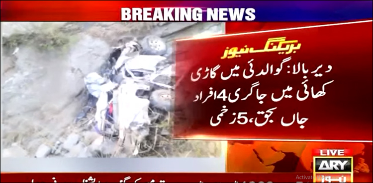 دیر بالا میں گاڑی گہری کھائی میں گرنے سے 4 افراد جاں بحق