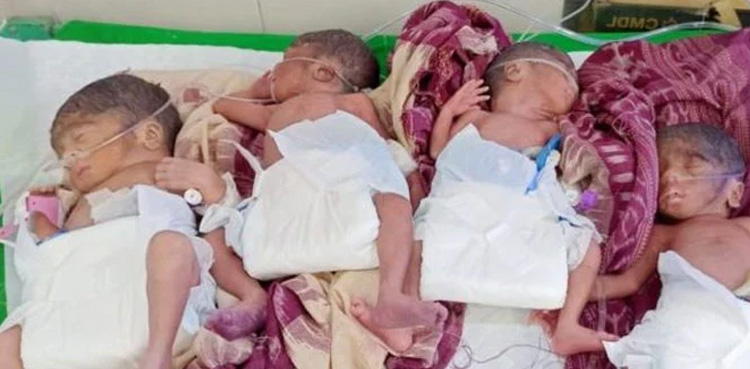 فلسطینی خاتون نے  پناہ گزین کمیپ میں چار بچوں کو جنم دے دیا